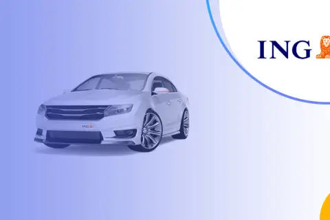 Biały samochód z logo ING, idealny do leasingu.